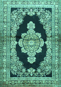 Medallion Turquoise Traditional Rug, tr4804turq