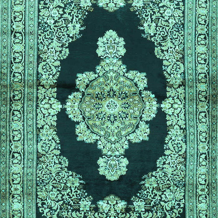 Medallion Turquoise Traditional Rug, tr4804turq
