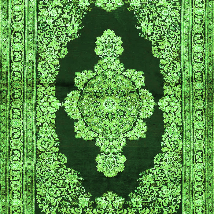 Serging Thickness of Machine Washable Medallion Green Traditional Area Rugs, wshtr4804grn
