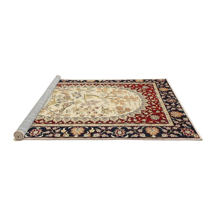 Sideview of Machine Washable Traditional Brown Rug, wshtr4805