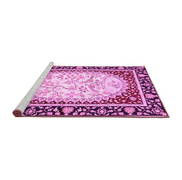 Sideview of Machine Washable Persian Pink Traditional Rug, wshtr4805pnk