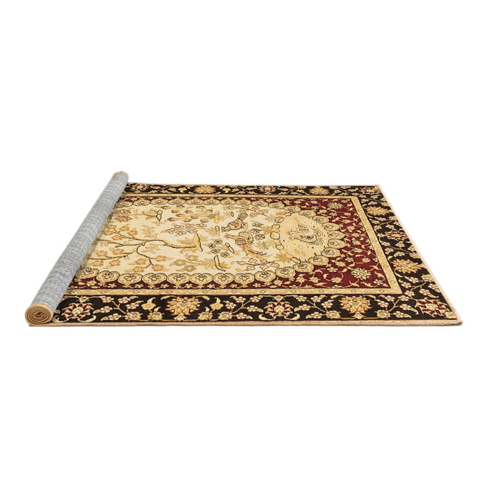 Sideview of Machine Washable Persian Brown Traditional Rug, wshtr4805brn