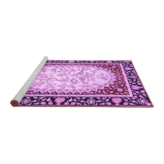 Sideview of Machine Washable Persian Purple Traditional Area Rugs, wshtr4805pur