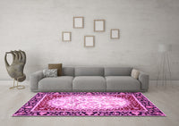 Machine Washable Persian Pink Traditional Rug, wshtr4805pnk