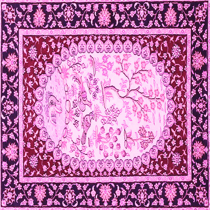 Square Machine Washable Persian Pink Traditional Rug, wshtr4805pnk
