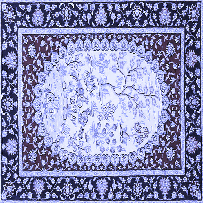 Square Machine Washable Persian Blue Traditional Rug, wshtr4805blu