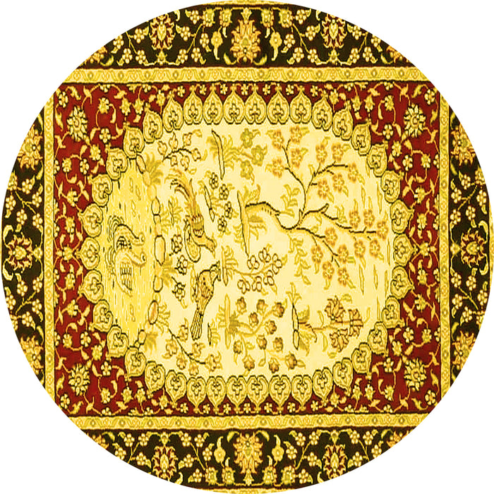 Round Persian Yellow Traditional Rug, tr4805yw