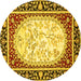 Round Persian Yellow Traditional Rug, tr4805yw