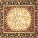 Square Persian Brown Traditional Rug, tr4805brn