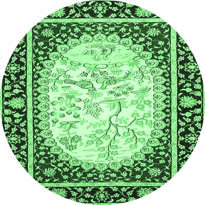 Round Persian Emerald Green Traditional Rug, tr4805emgrn