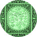 Round Persian Emerald Green Traditional Rug, tr4805emgrn