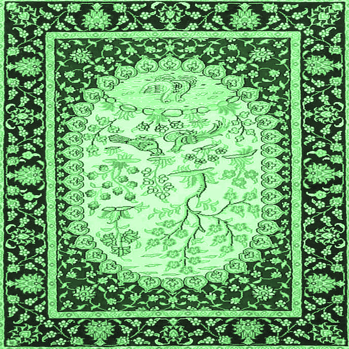 Square Machine Washable Persian Emerald Green Traditional Area Rugs, wshtr4805emgrn