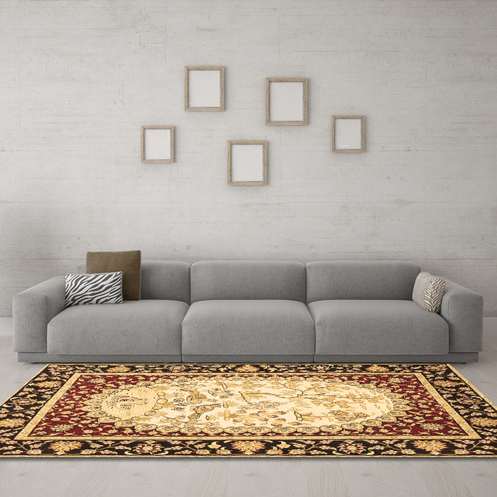 Machine Washable Persian Brown Traditional Rug in a Living Room,, wshtr4805brn