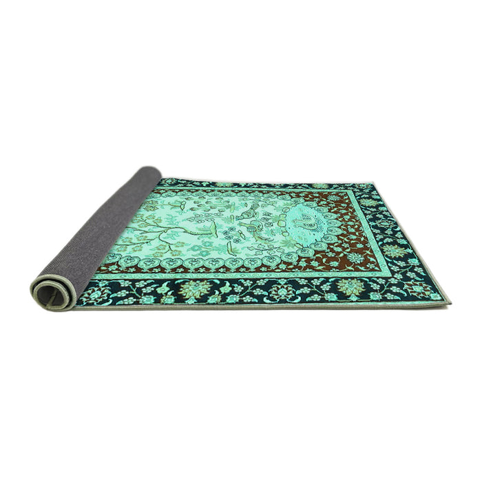 Sideview of Persian Turquoise Traditional Rug, tr4805turq