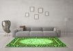 Machine Washable Persian Green Traditional Area Rugs in a Living Room,, wshtr4805grn