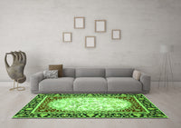 Machine Washable Persian Green Traditional Rug, wshtr4805grn