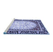 Sideview of Machine Washable Persian Blue Traditional Rug, wshtr4805blu