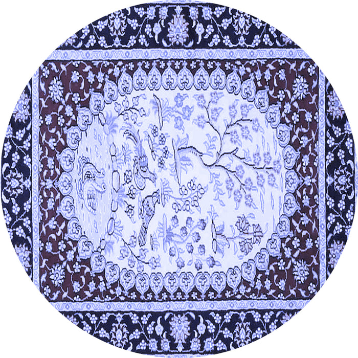 Round Persian Blue Traditional Rug, tr4805blu