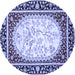Round Persian Blue Traditional Rug, tr4805blu