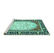 Sideview of Machine Washable Persian Turquoise Traditional Area Rugs, wshtr4805turq