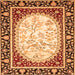 Round Machine Washable Persian Orange Traditional Area Rugs, wshtr4805org