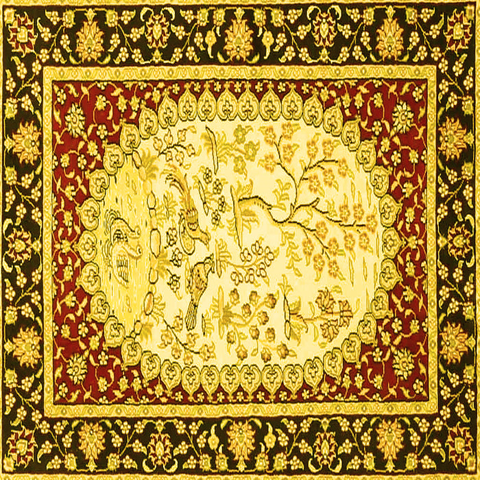 Square Machine Washable Persian Yellow Traditional Rug, wshtr4805yw