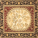 Square Machine Washable Persian Brown Traditional Rug, wshtr4805brn