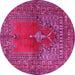 Round Oriental Pink Traditional Rug, tr4806pnk