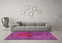 Machine Washable Oriental Purple Traditional Rug, wshtr4806pur