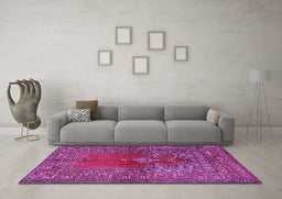 Machine Washable Oriental Purple Traditional Area Rugs in a Living Room, wshtr4806pur