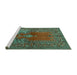 Sideview of Machine Washable Oriental Turquoise Traditional Area Rugs, wshtr4806turq