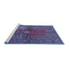 Sideview of Machine Washable Oriental Blue Traditional Rug, wshtr4806blu