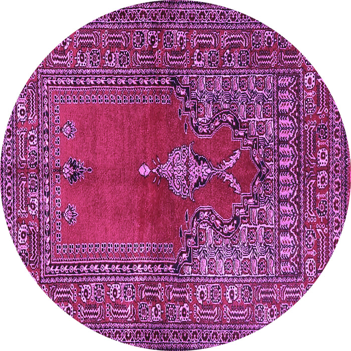 Round Oriental Purple Traditional Rug, tr4806pur