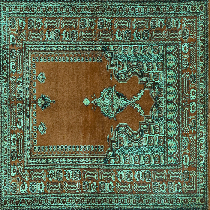 Square Oriental Turquoise Traditional Rug, tr4806turq