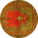 Round Oriental Yellow Traditional Rug, tr4806yw