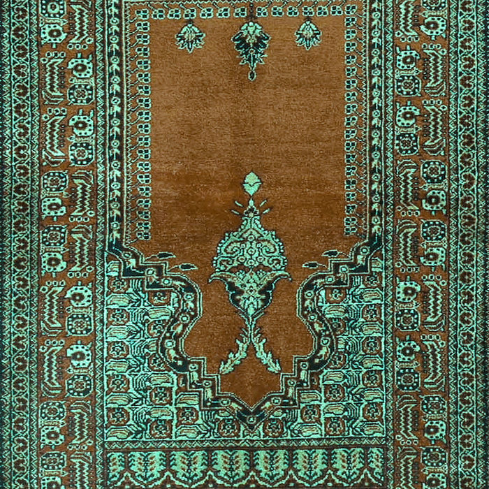 Machine Washable Oriental Turquoise Traditional Area Rugs, wshtr4806turq