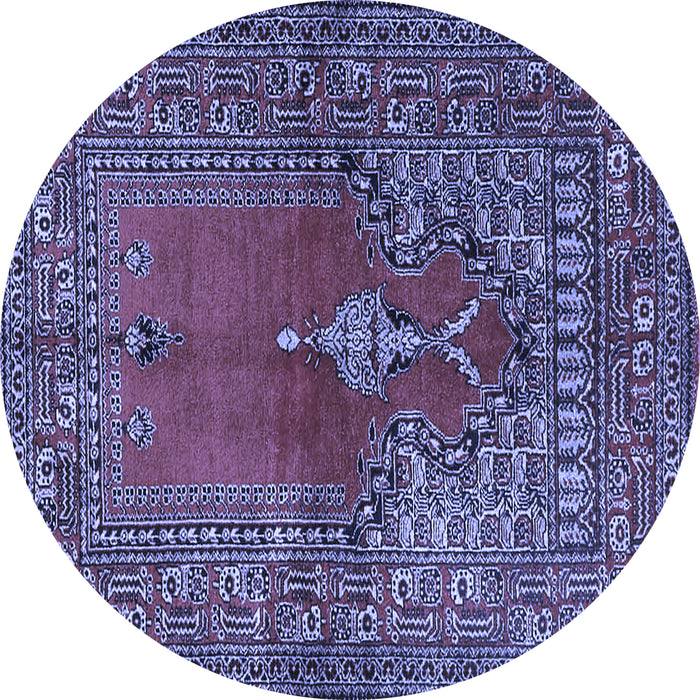 Round Oriental Blue Traditional Rug, tr4806blu