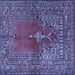 Square Machine Washable Oriental Blue Traditional Rug, wshtr4806blu