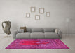 Machine Washable Oriental Pink Traditional Rug in a Living Room, wshtr4806pnk