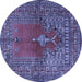 Round Machine Washable Oriental Blue Traditional Rug, wshtr4806blu