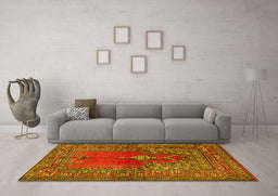Machine Washable Oriental Yellow Traditional Rug in a Living Room, wshtr4806yw