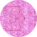 Round Persian Pink Traditional Rug, tr4807pnk