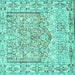 Square Persian Turquoise Traditional Rug, tr4807turq