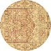 Round Persian Brown Traditional Rug, tr4807brn