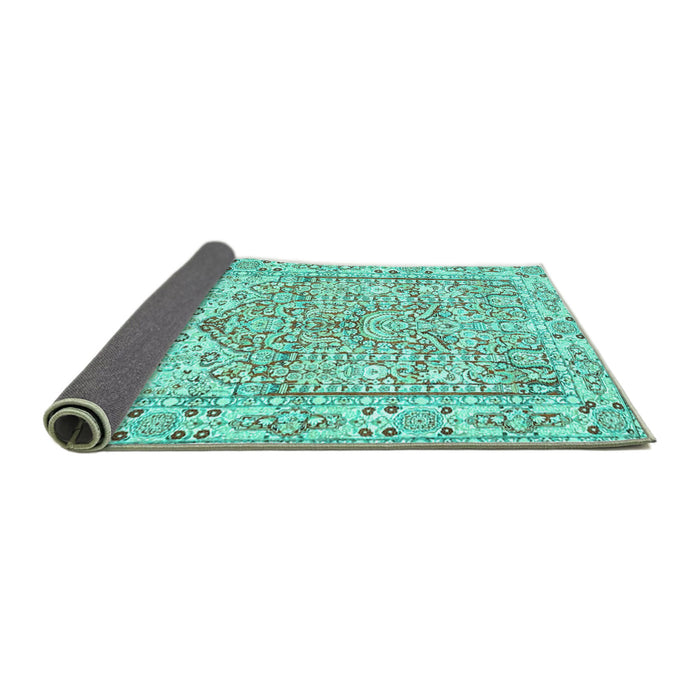 Sideview of Persian Turquoise Traditional Rug, tr4807turq