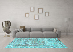 Machine Washable Persian Light Blue Traditional Rug in a Living Room, wshtr4807lblu