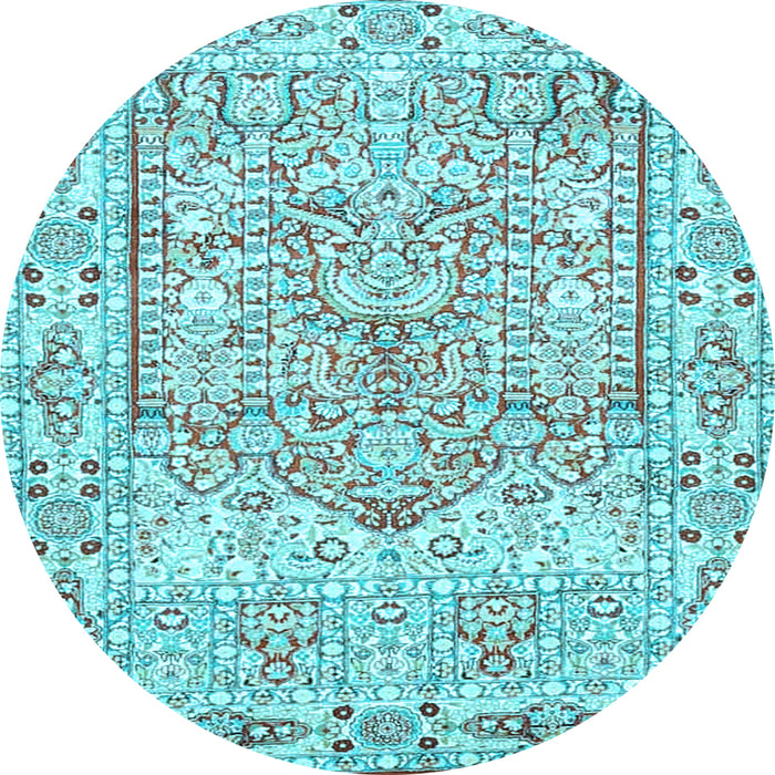 Round Persian Light Blue Traditional Rug, tr4807lblu