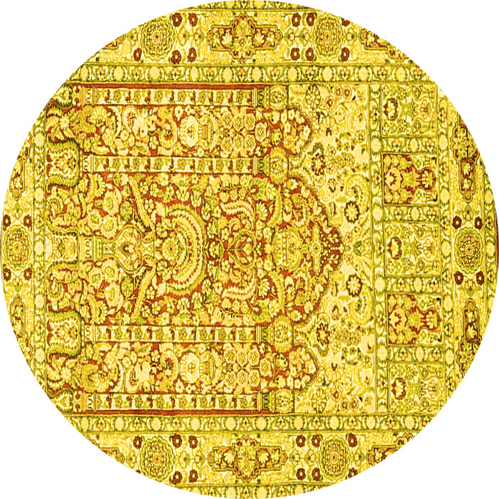 Round Persian Yellow Traditional Rug, tr4807yw