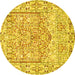 Round Persian Yellow Traditional Rug, tr4807yw