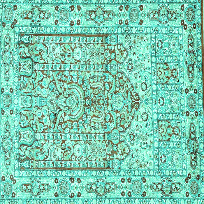 Square Machine Washable Persian Turquoise Traditional Area Rugs, wshtr4807turq